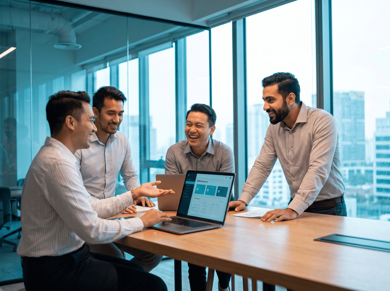 Diverse SomasRO team collaborating in a modern office